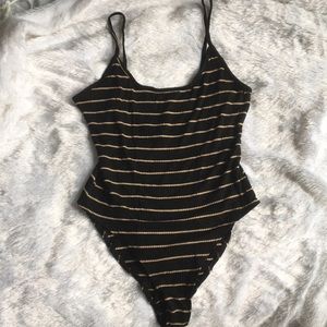 Forever 21 Ribbed Knit Striped Bodysuit